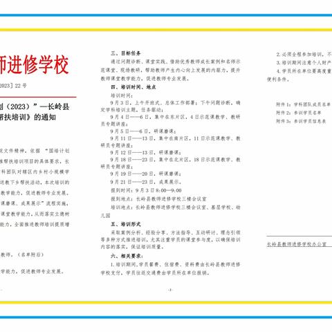 “国培计划（2023）” ——  “一对一”精准帮扶培训项目（长岭县小学英语）