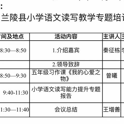 兰陵县小学读写教学专题培训会 暨举行2023年曾曦教授语文读写能力提升报告会