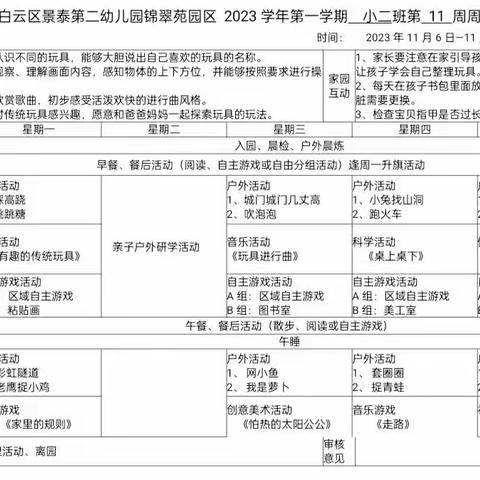 锦翠苑园区小二班第十二周活动分享