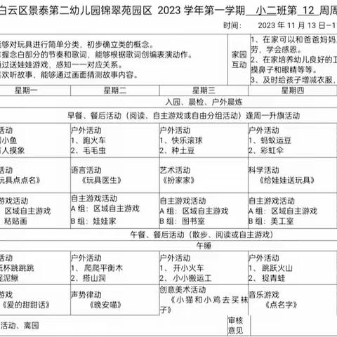 锦翠苑园区小二班第十三周活动分享