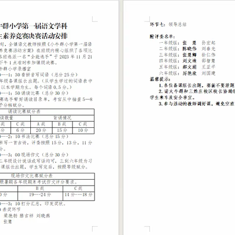 学科竞赛亮风采五育——小牛群小学第一届语文学科素养竞赛活动