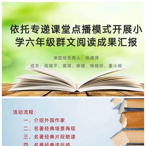 【课题动态16】漫步名著花园，探寻文学瑰宝——依托专递课堂点播模式开展小学六年级在线群文阅读汇报活动