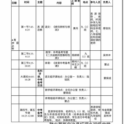 2024年春融水县思源实验学校指导杆洞中学中考备考会