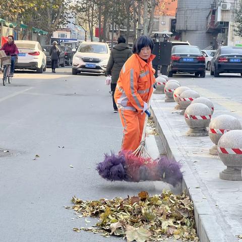 全力做好冬季落叶清扫工作，保障辖区干净整洁