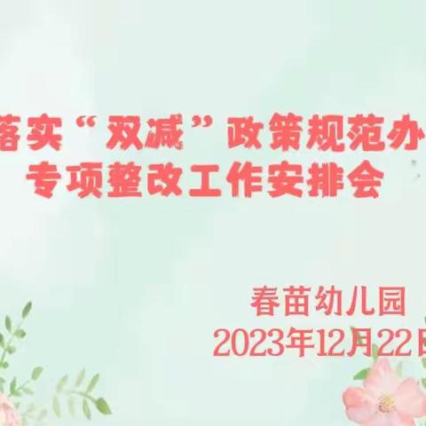 【专项工作】合阳县春苗幼儿园落实“双减”政策规范办学行为专项整改工作安排会