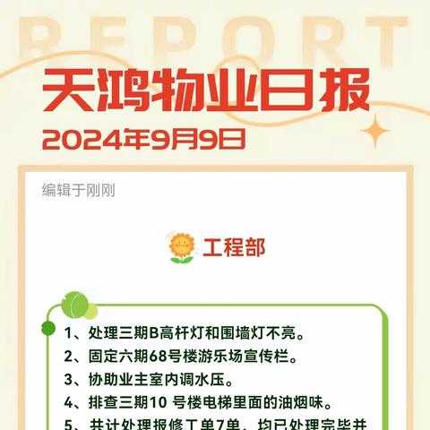 天鸿物业日报 2024年9月27日