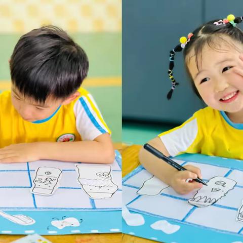 沙头村幼儿园中班级美术晚托班作品《挤牙膏》