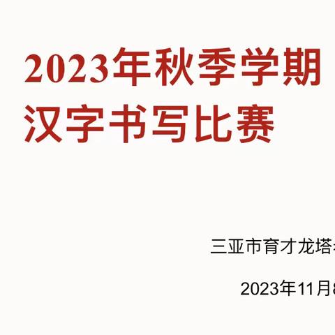 育才龙塔希望小学汉字书写比赛活动