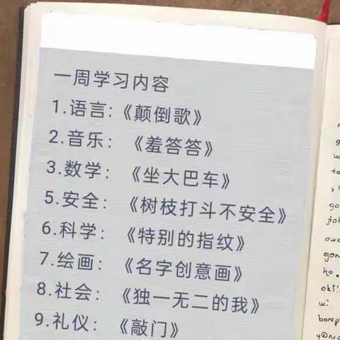 蓝幼大四班第一周学习生活记录