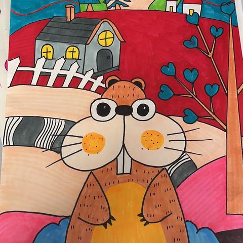 汉寿县太子庙启航美术书法米罗班课程《可爱女孩》