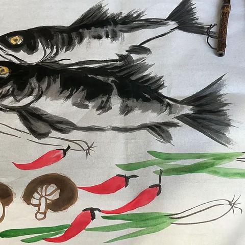 汉寿县太子庙启航美术书法米罗班作品《鲢鱼》