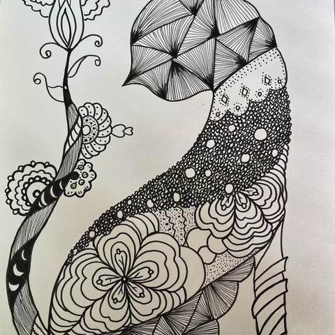 汉寿县太子庙启航美术书法米罗班作品《顽皮的小猫》