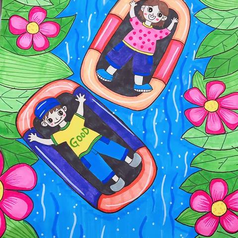 汉寿县太子庙启航美术书法米罗班课程《漂流》