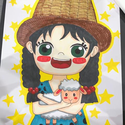 汉寿县太子庙启航美术书法米罗班作品《可爱的小女孩》