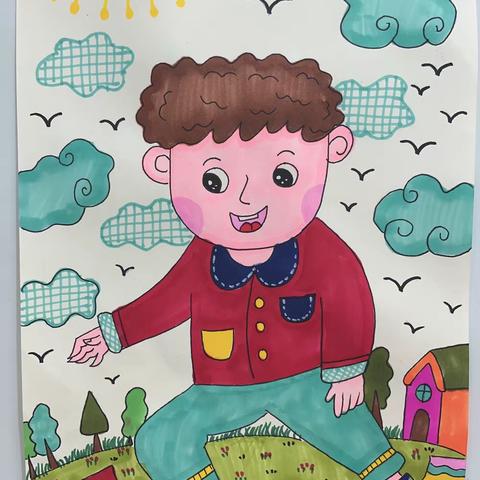 汉寿县太子庙启航美术书法米罗班课程《大巨人》