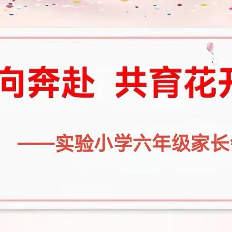 双向奔赴   共育花开——实验小学六年级家长会