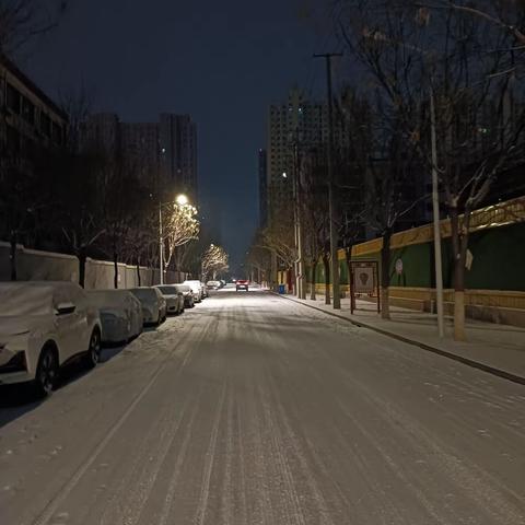 新年将至龙腾跃，皑皑白雪兆瑞年。 一一一市容办深夜除冰雪，击鼓再催征