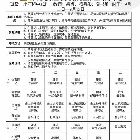 小石桥中3班第8周周计划分享