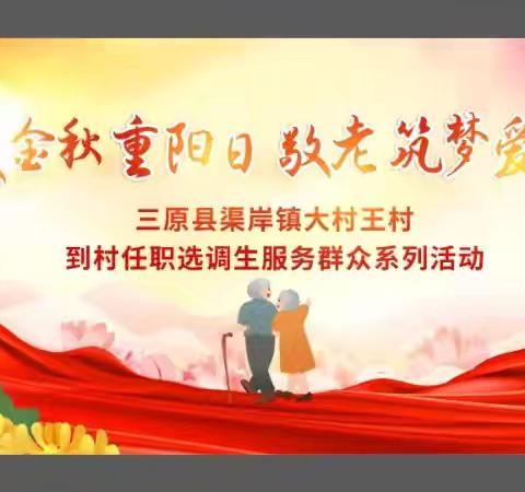 “情暖金秋重阳日 敬老筑梦爱心行” ——三原县渠岸镇大村王村到村任职选调生服务群众系列活动