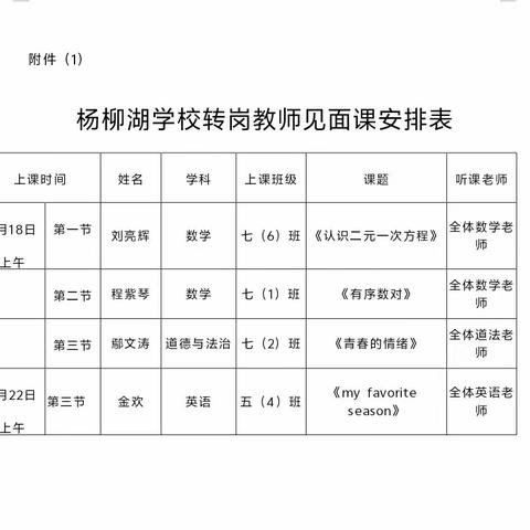 花明柳媚暖春至，循循善诱润童心——杨柳湖学校转岗老师见面课