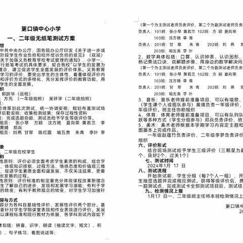 趣味游考展风采，多元评价促成长——记筻口中心小学一、二年级无纸笔游测