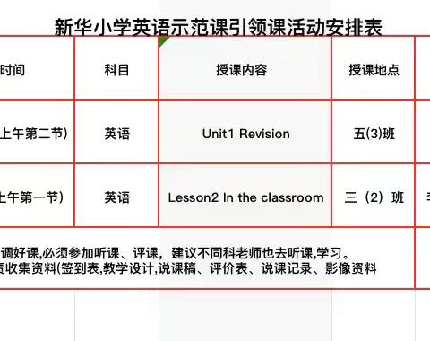 规范英语教学课堂  全面提升教学质量——-新华小学英语示范引领课活动