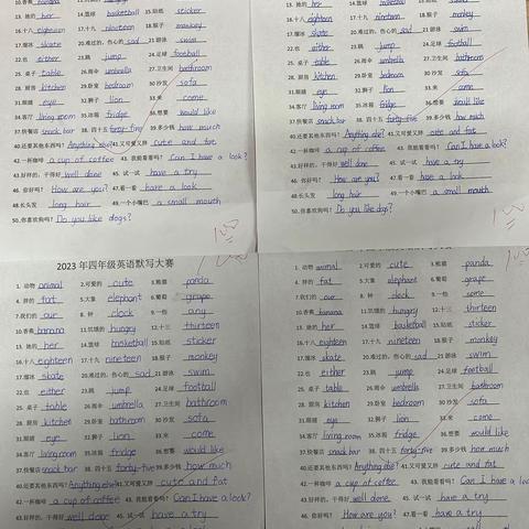 学习趣味足   字母纸上书  ———沛县汉兴小学英语单词默写比赛