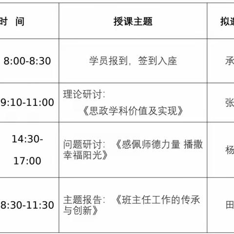 中小学德育干部培训班实施方案