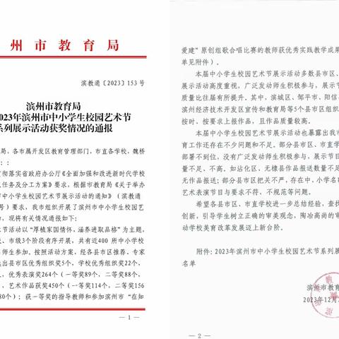 美育实践展风貌 成果丰硕再赋能 邹平一中在省市中小学生校园艺术节活动中喜获佳绩