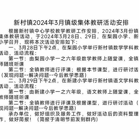 课堂展风采，教研促成长——新村镇数学组集体教研活动纪实