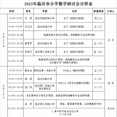 秋日共天长，教研促成长—-2023临沂市小学数学教学研讨会