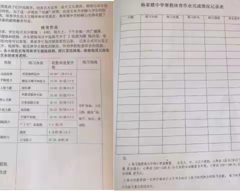 活力寒假，“育”见成长——杨家楼中学寒假体育德育作业纪实