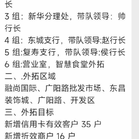 城区支行外拓竞赛第二周火热开启