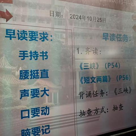 2024—2025学年度第一学期八年级514班早读展示