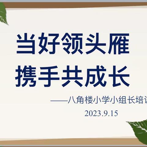 当好领头雁，携手共成长——记遂川县八角楼小学高效课堂小组长培训