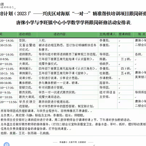 【相遇国培共成长 提质增效众行致远】——兴庆区对海原“一对一”精准帮扶数学教师跟岗研修活动之唐徕小学与李旺镇中心小学研修活动总结