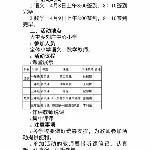 清丰县大屯乡小学语文立标教师示范观摩课活动