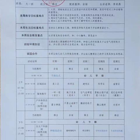 六盘水市水城区第十一幼儿园大一班第五周小结