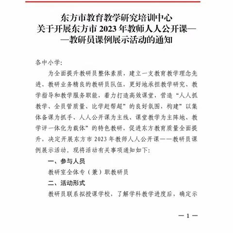 2023年东方市教师“人人公开课”——教研员课例（高中物理）展示活动