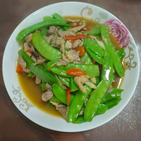 美食一荷兰豆炒肉