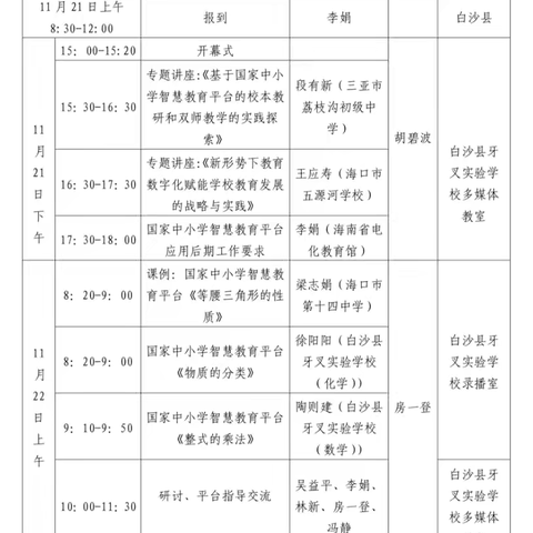 智慧教育，引领未来——国家中小学智慧教育平台全域应用省级专家团队到白沙黎族自治县开展包片指导调研工作