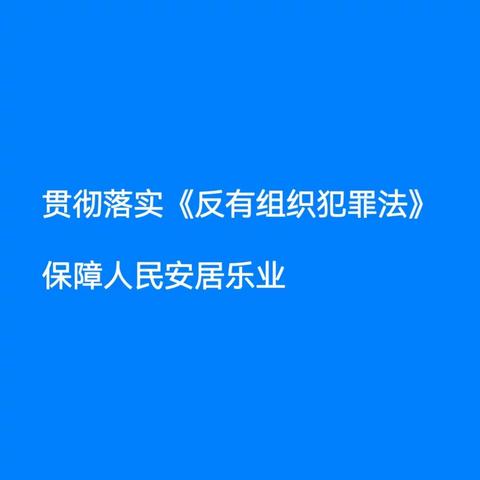 贯彻落实《反有组织犯罪法》  保障人民安居乐业