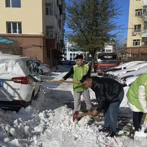 道里区工农街道新城社区新时代文明实践站开展爱心守望风雪通行志愿服务活动