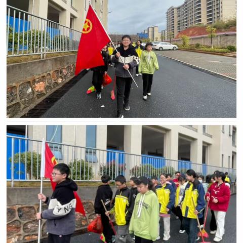 “学雷锋，有我行”——湘南红军学校清除校园及周边白色垃圾，建设美丽校园学雷锋活动