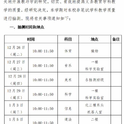 重学习过程  测学习效果  促全面发展 ——翰林小学非统考科目抽测活动