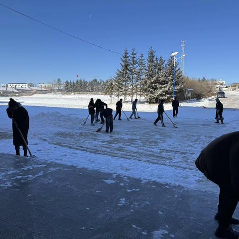 多宝山学校扫雪清园活动