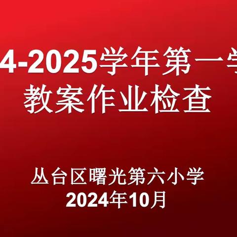 教案作业细检查 落实常规提质量——曙光第六小学作业教案检查