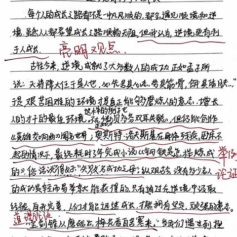 《逆境是否有利于成长》-议论文小练笔佳作欣赏