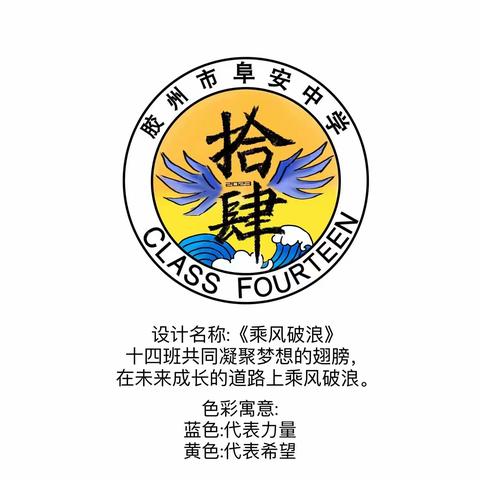 百花“旗”放，“徽”洒青春——阜安中学2023级七年级14班班徽设计