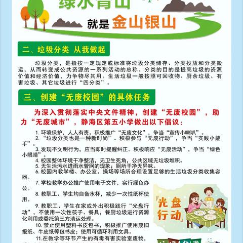 打造“无废校园” “” 创建绿色城市”——小手拉大手，文明一起走